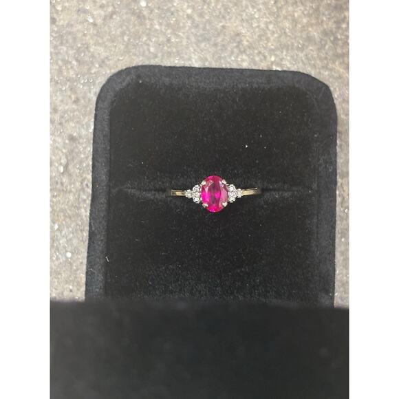 Pink Sapphire Diamond Ring 10k Yellow Gold Stamped Size 7 1.5G - Picture 3 of 12